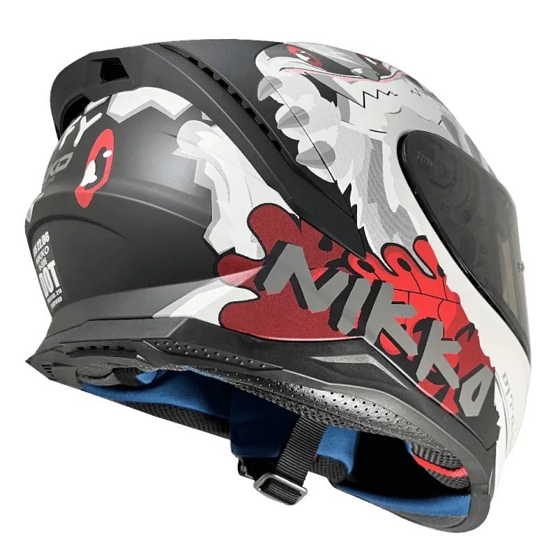 NIKKO N806 狂氣達菲 平黑灰紅 彩繪 全罩 內墨片