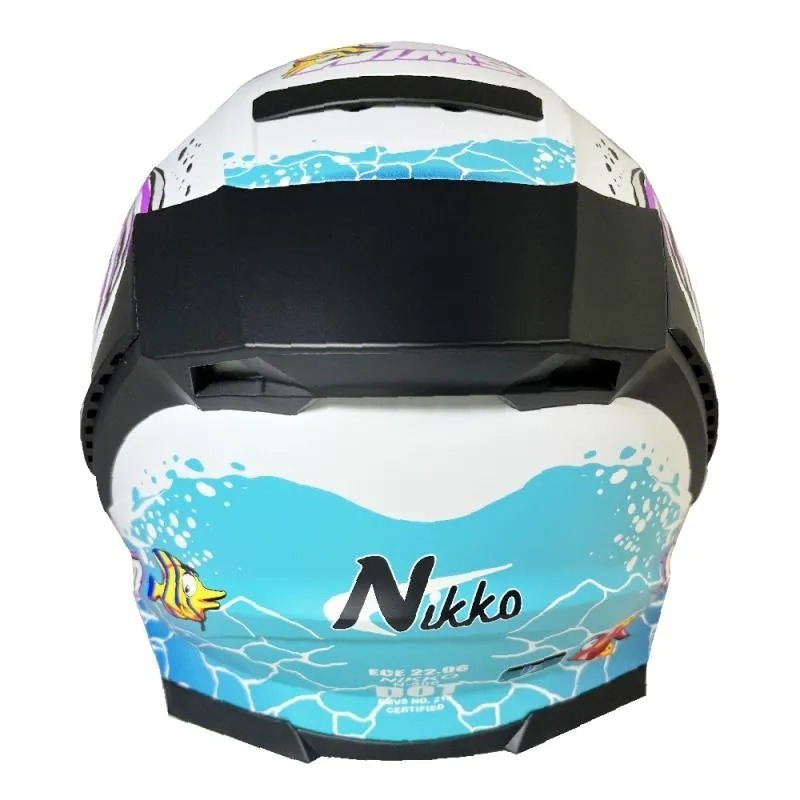 NIKKO N806 慄懍鯊魚 亮面夜光白 彩繪 全罩 內墨片