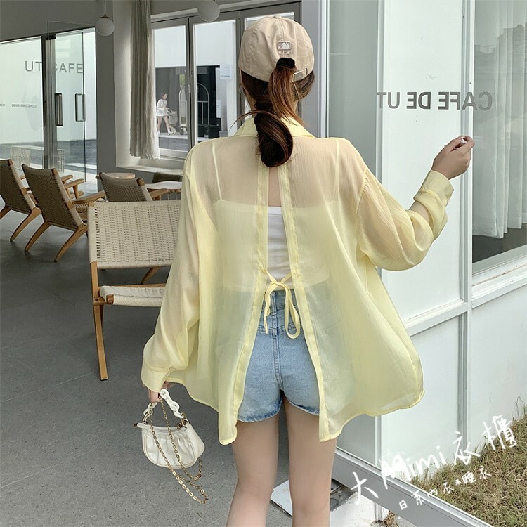 小心機系綁帶雪紡罩衫