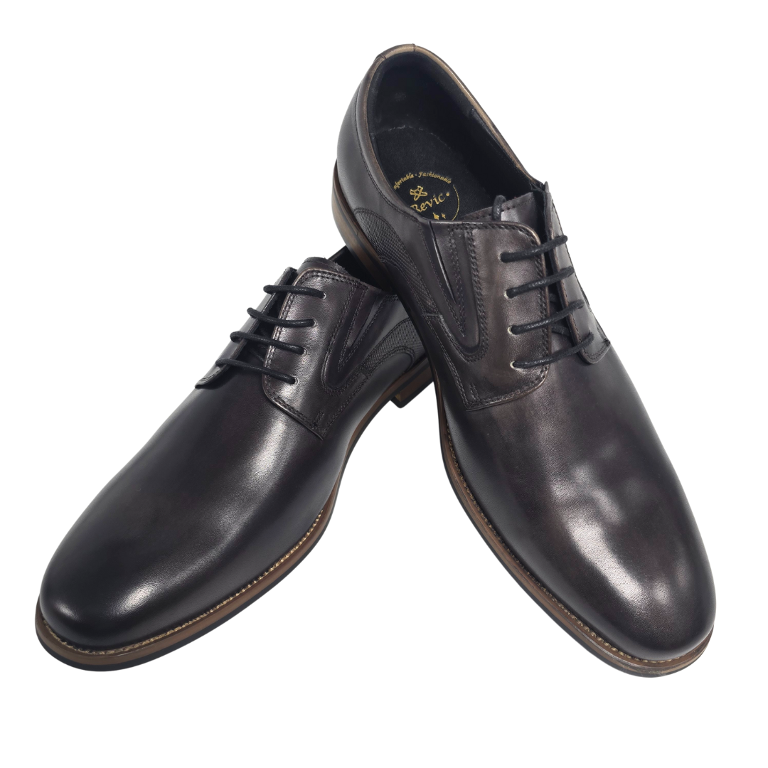 Revic 男裝皮鞋 | OF-38GY |  灰色素面德比皮鞋