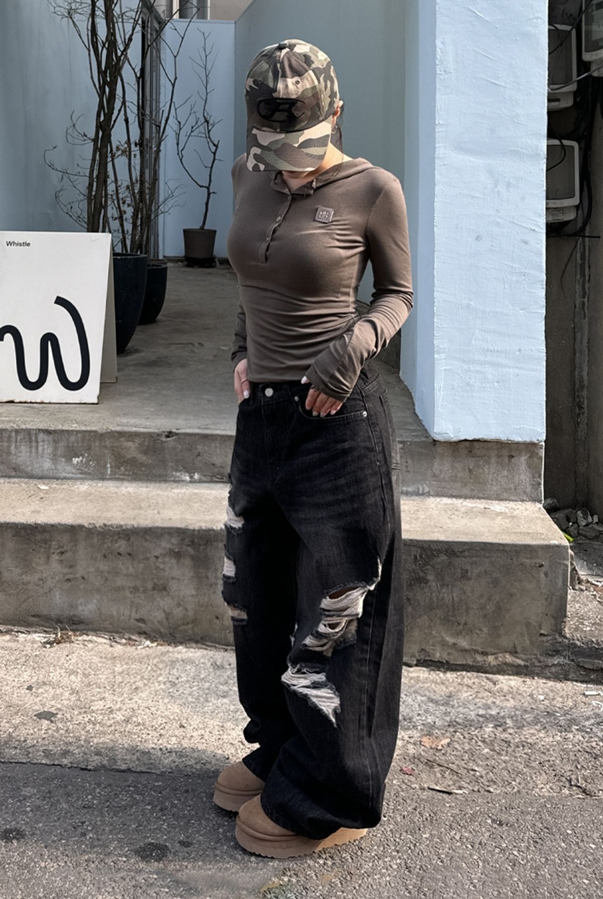 ★ ROCKCAKE ★Faye Damage Jeans【送料0/関税0】 MUSINSA公式 | ROCKCAKE Faye Damage Jeans - Black