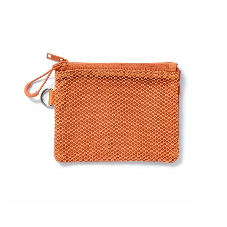 無印良品 MUJI 聚酯纖維雙拉鍊袋/S-橘