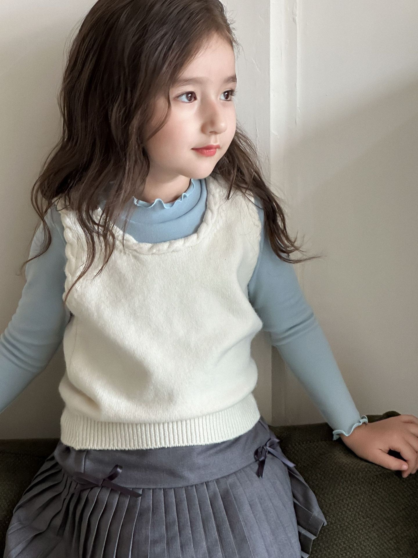 甜美疊穿花邊背心