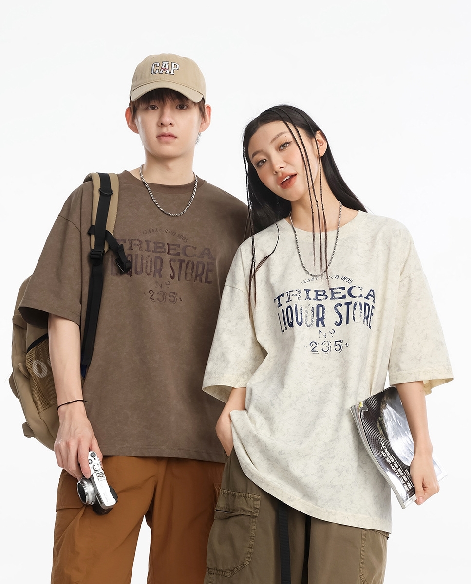 9M15 北緯235做舊印花短袖棉TEE 三色