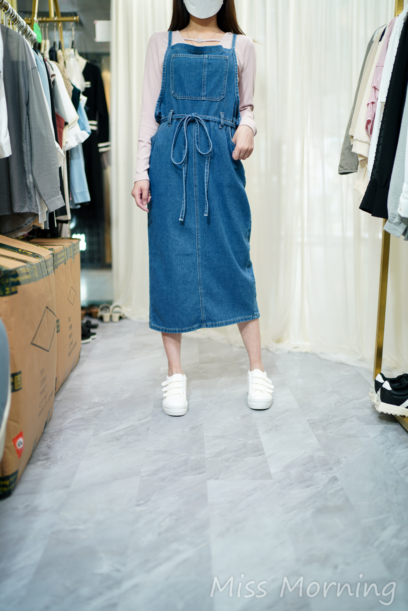 吊帶牛仔連身(14119)