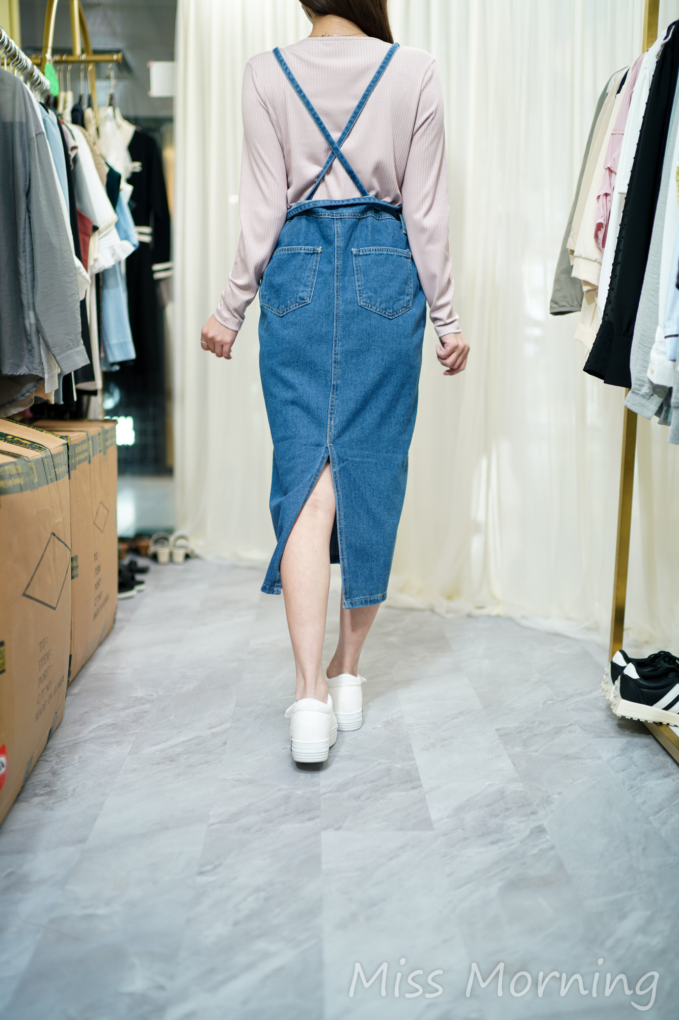 吊帶牛仔連身(14119)