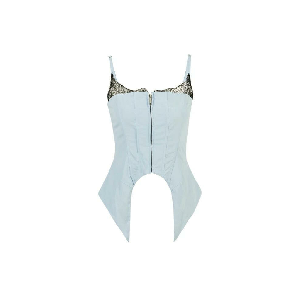 ROCKSTAGIRLS "Office Rebel" 藍黑雙色 蕾絲束腰修身 拉鏈吊帶 背心