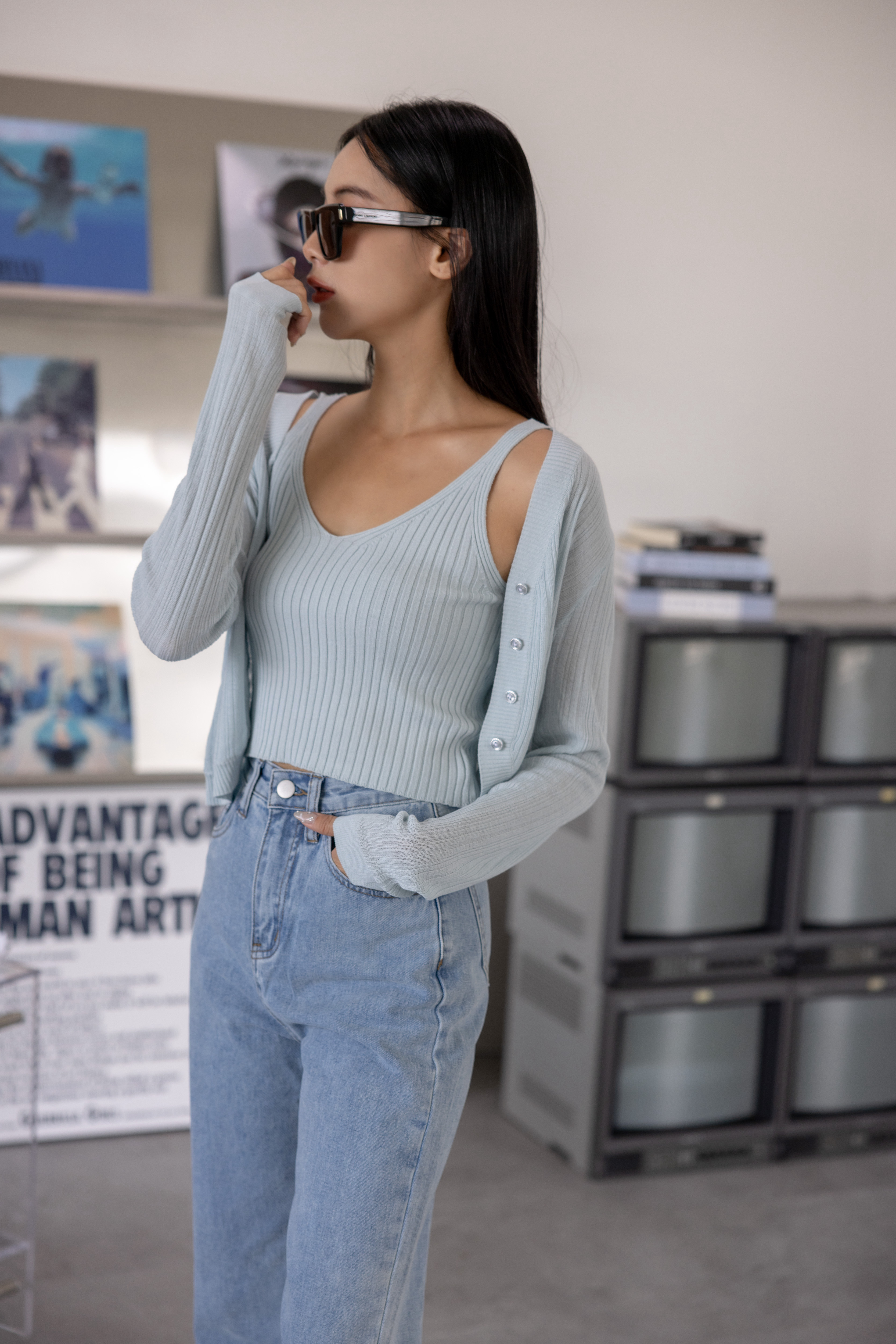 薄荷糖涼感紗針織套裝