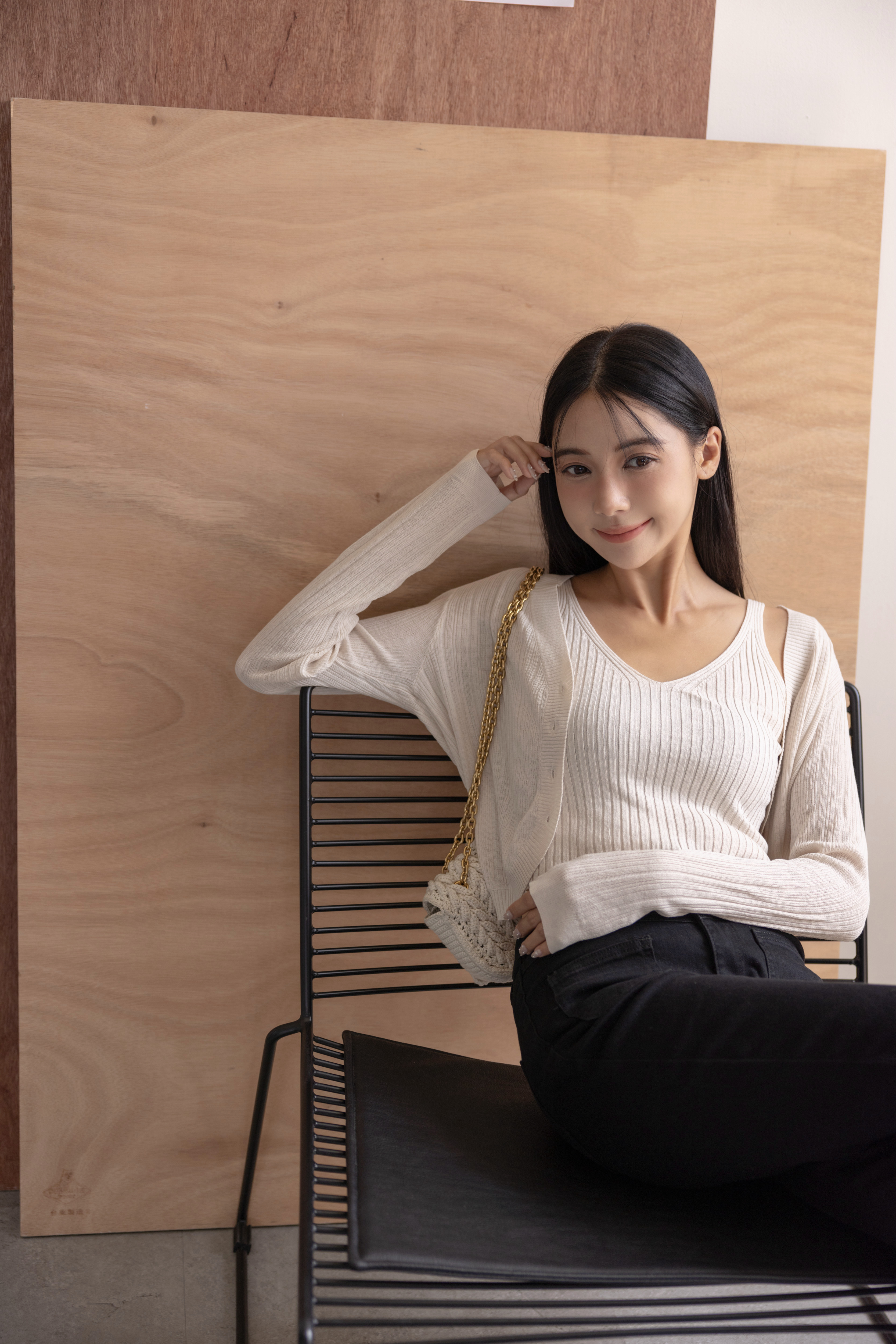 奶杏溫柔涼感紗針織套裝