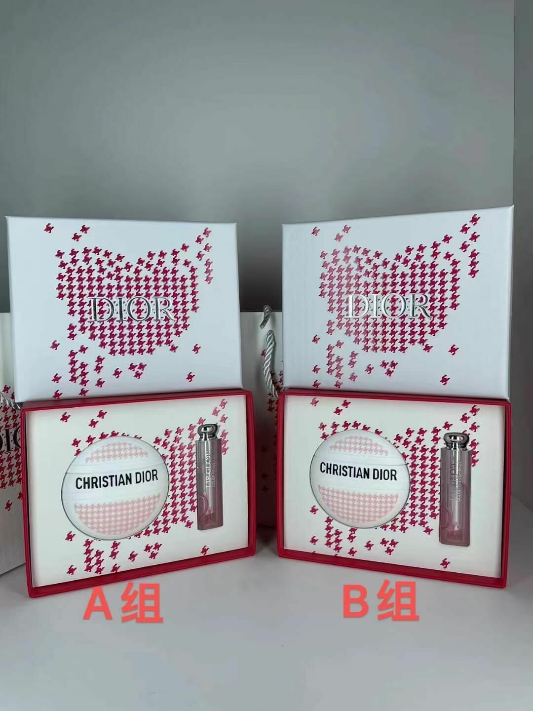 Dior粉紅千鳥格紋限量兩件套裝