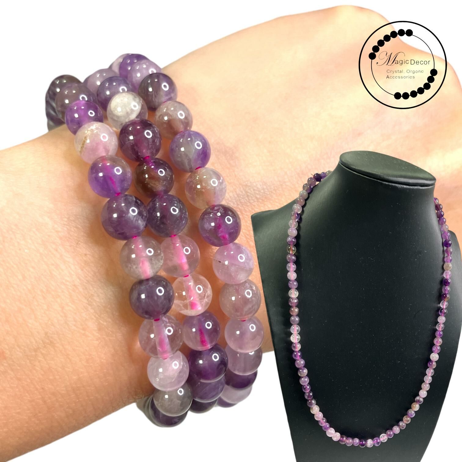 250822- B49 6mm+紫極光3圈頸鏈