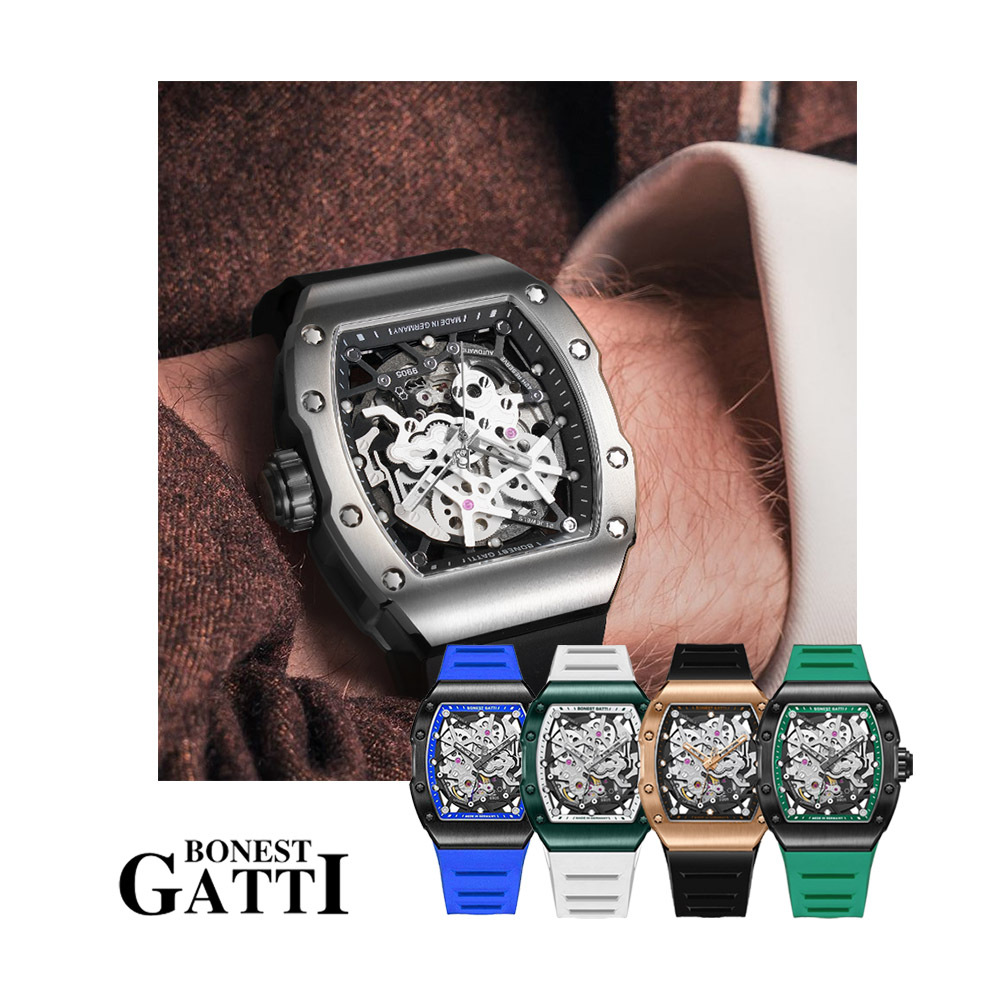 (預購)【Bonest Gatti】B5系列 酒桶錶 鏤空錶 抗反光鏡面 德國機械錶 德國手錶 BG9905