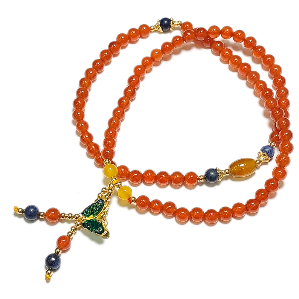 花蝴蝶+紅玉髓手珠6mm【十方】141342