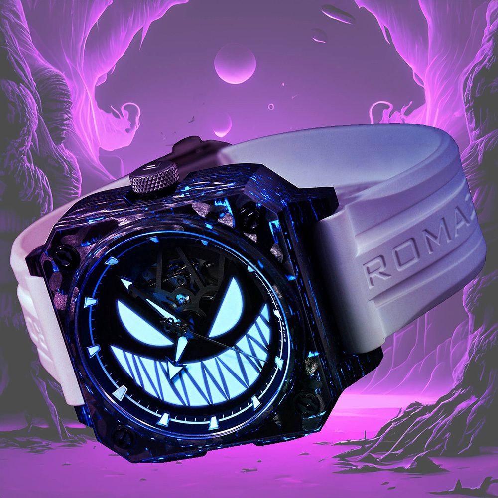 (預購)【ROMAGO 雷米格】 碳纖維馭光者系列 RM111 鬼臉 贈錶帶 擺錘 限量 夜光 三叉戟 機械錶