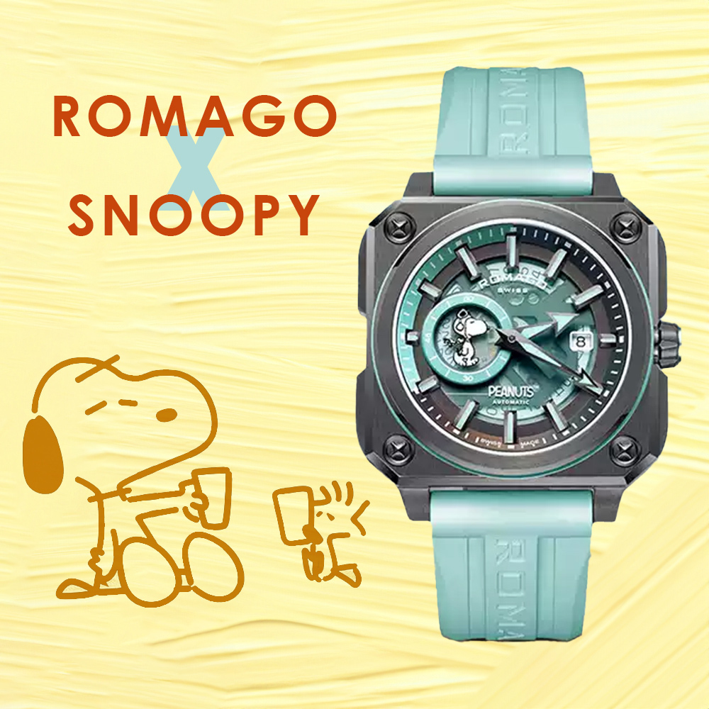 (預購)【ROMAGO 雷米格】 史努比飛行系列 RM112-REB 贈鋼錶帶 限量 Snoopy 夜光 瑞士 機械錶