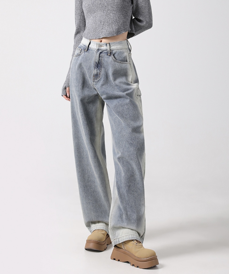 韓國連線🇰🇷 Avandress 復古牛仔寬褲 長褲 落地褲 牛仔 淺藍色/預購