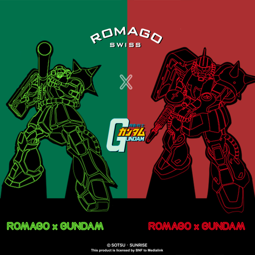 (預購)【ROMAGO 雷米格】 高達軍事系列 RM112 限量 鋼彈 綠渣古 紅色彗星 日期 瑞士 雙層 機械錶