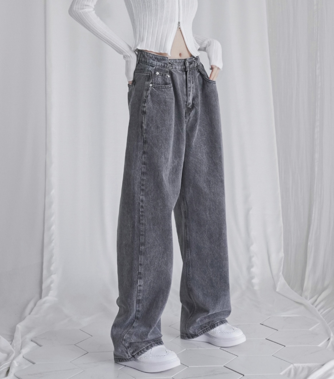 韓國連線🇰🇷 Avandress 收腰牛仔寬褲 寬褲 收腰 牛仔 長褲 3色/預購