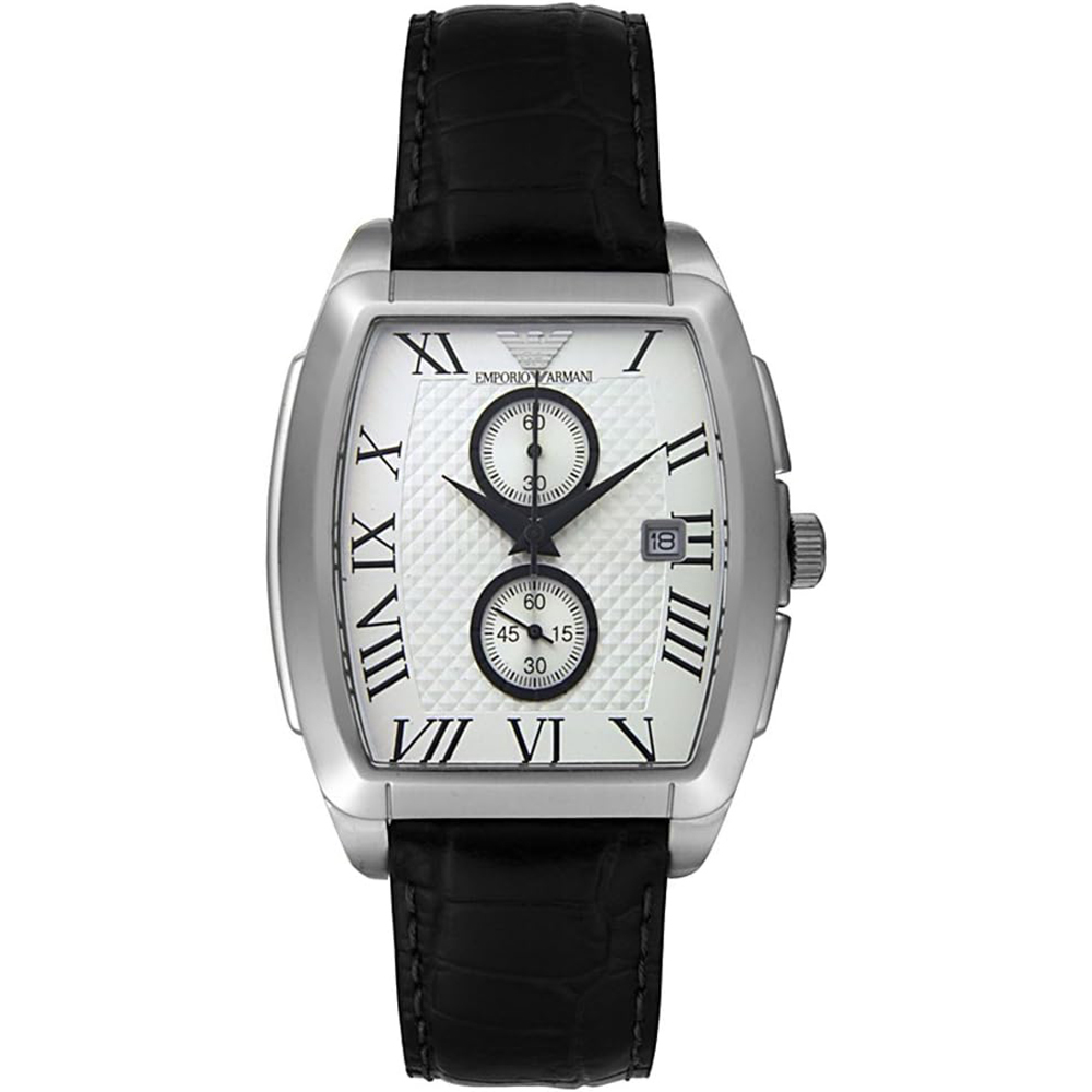 (預購)【Armani 亞曼尼】AR0936 羅馬時標 真兩眼 計時 日期顯示 皮革 石英錶