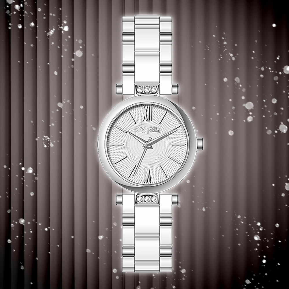 【Folli Follie 芙麗芙麗】 WF22A007WPEW 銀白 精緻簡約時尚優雅螺旋 陶瓷鑲鑽 手錶