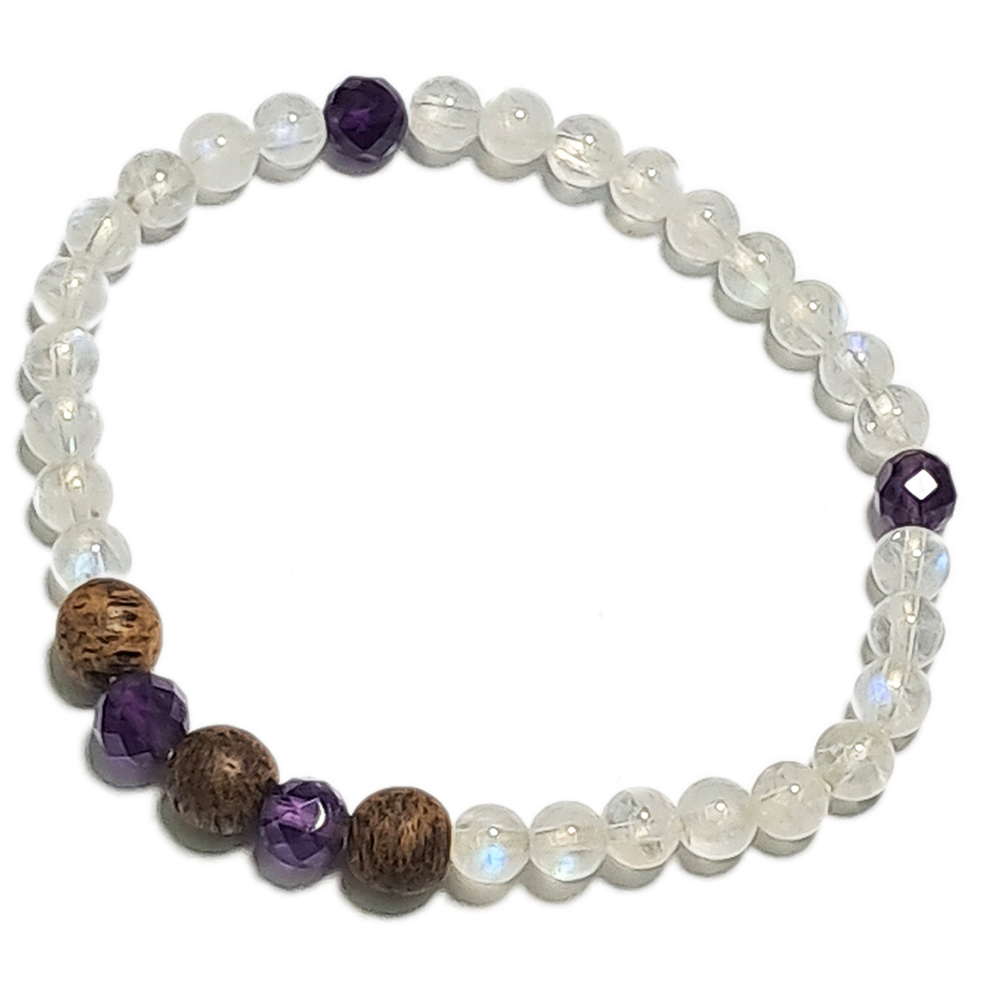 沉香木紫晶月光石手珠5mm【十方】150761