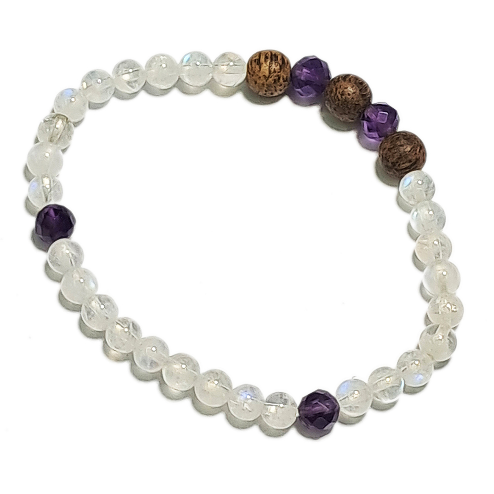 沉香木紫晶月光石手珠5mm【十方】150761