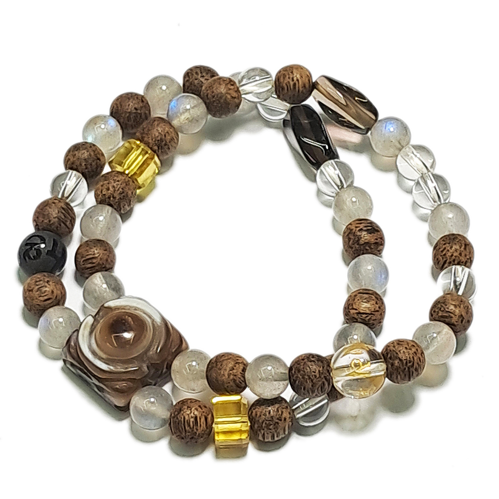 天眼珠+沉香木雙排手珠6.7mm【十方】150377