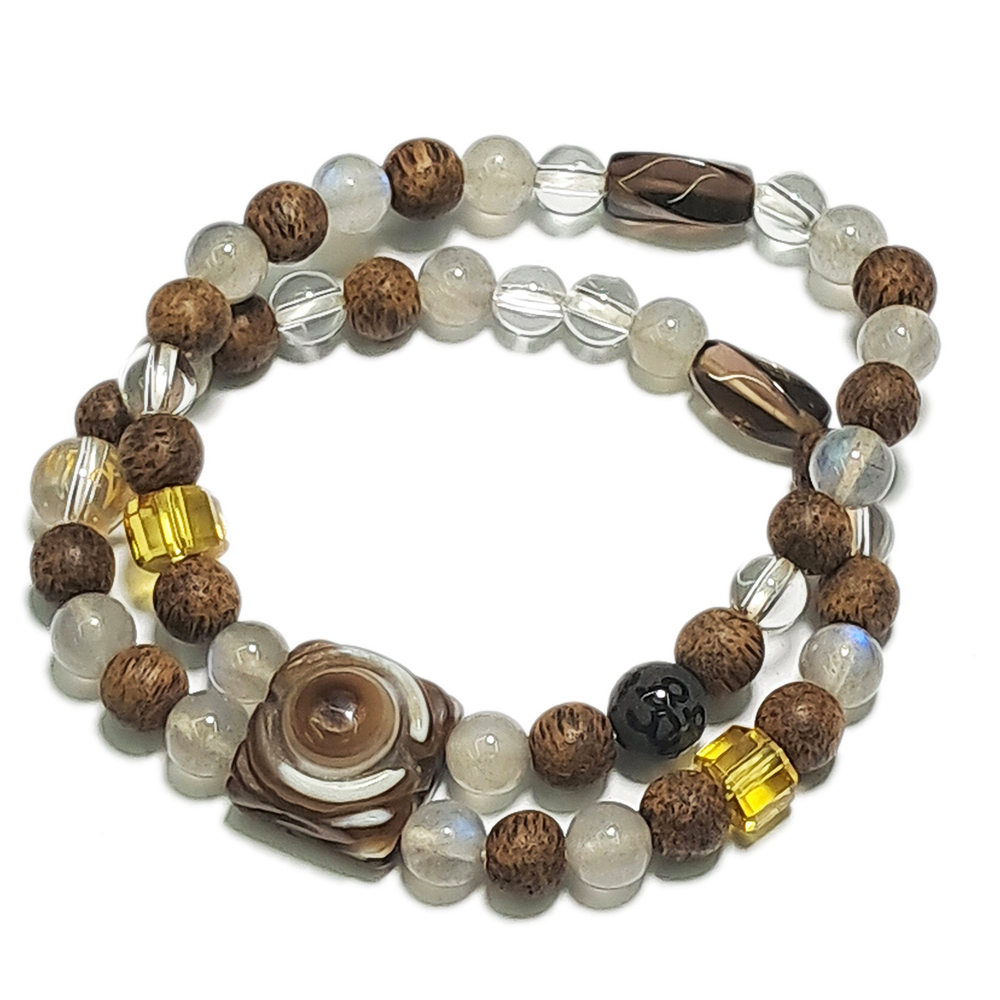 天眼珠+沉香木雙排手珠6.7mm【十方】150377