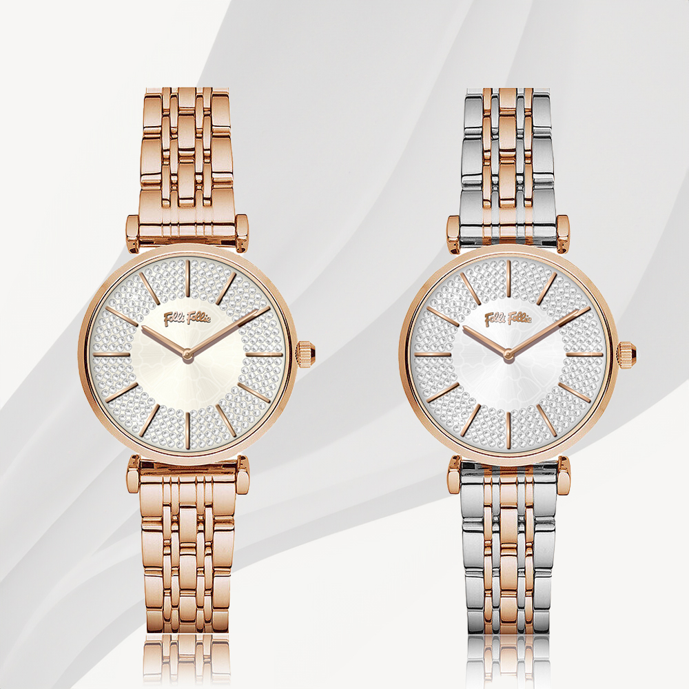 【Folli Follie 芙麗芙麗】 WF22B014 時尚穿搭優雅輕奢 四葉草紋路 滿天星鑽錶盤 女錶 手錶