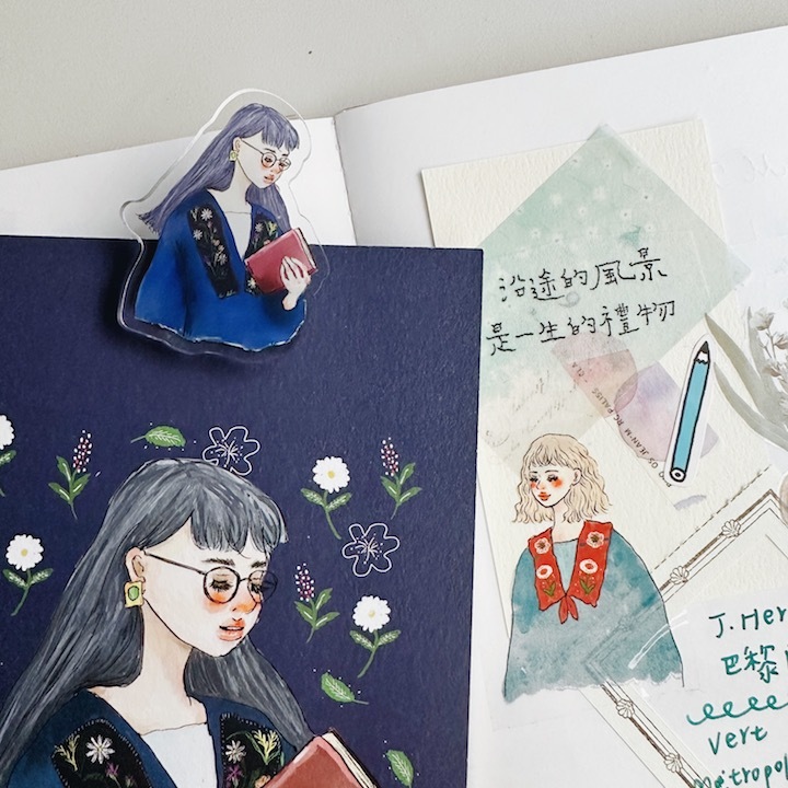 深藍花季 壓克力夾子｜甜蜜生活