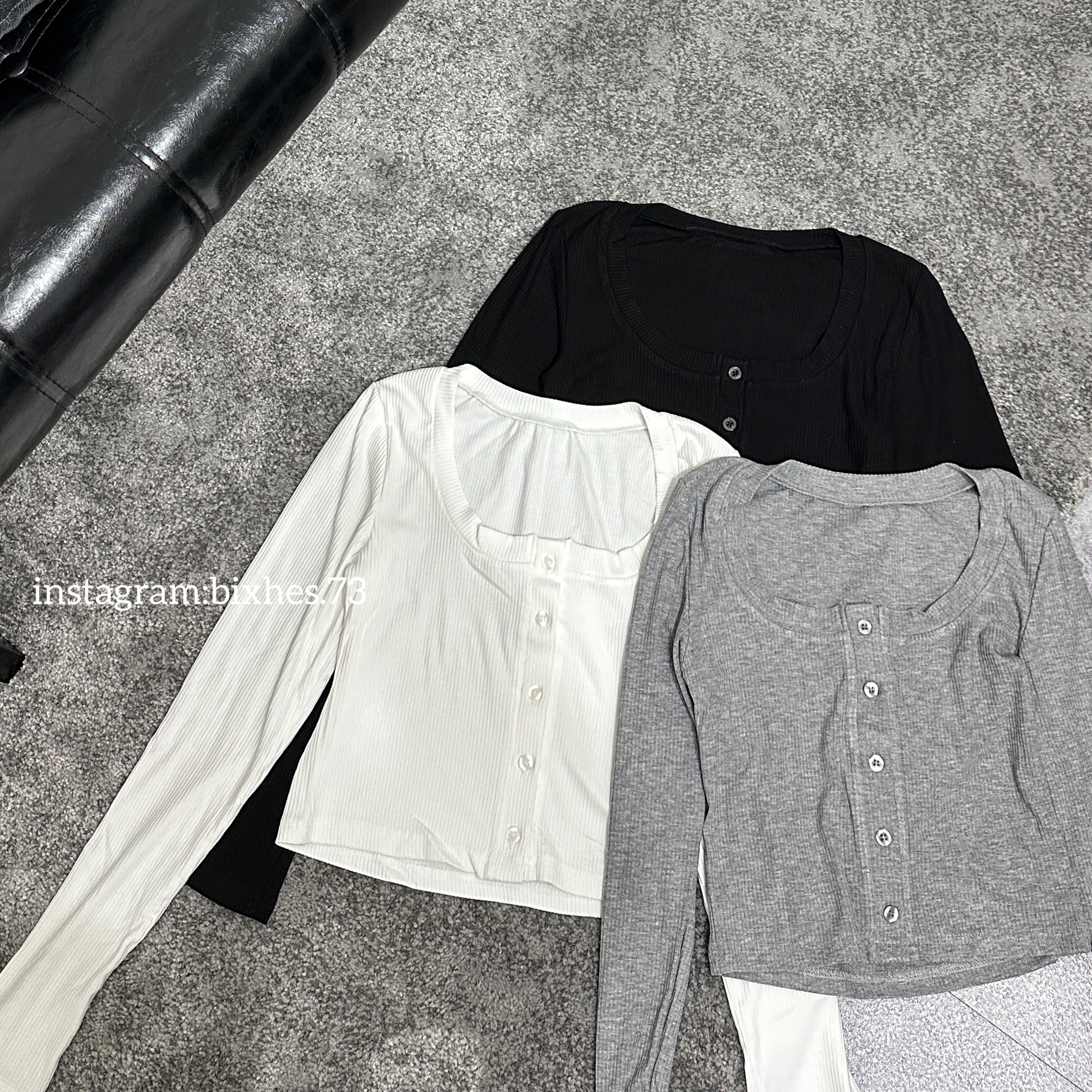 彈力圓領開衫長T(B00090)