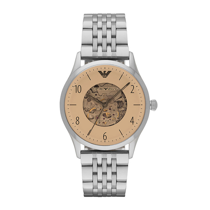 【Armani 亞曼尼】AR1922 雙面鏤空錶盤 自動上鍊 不銹鋼 機械錶