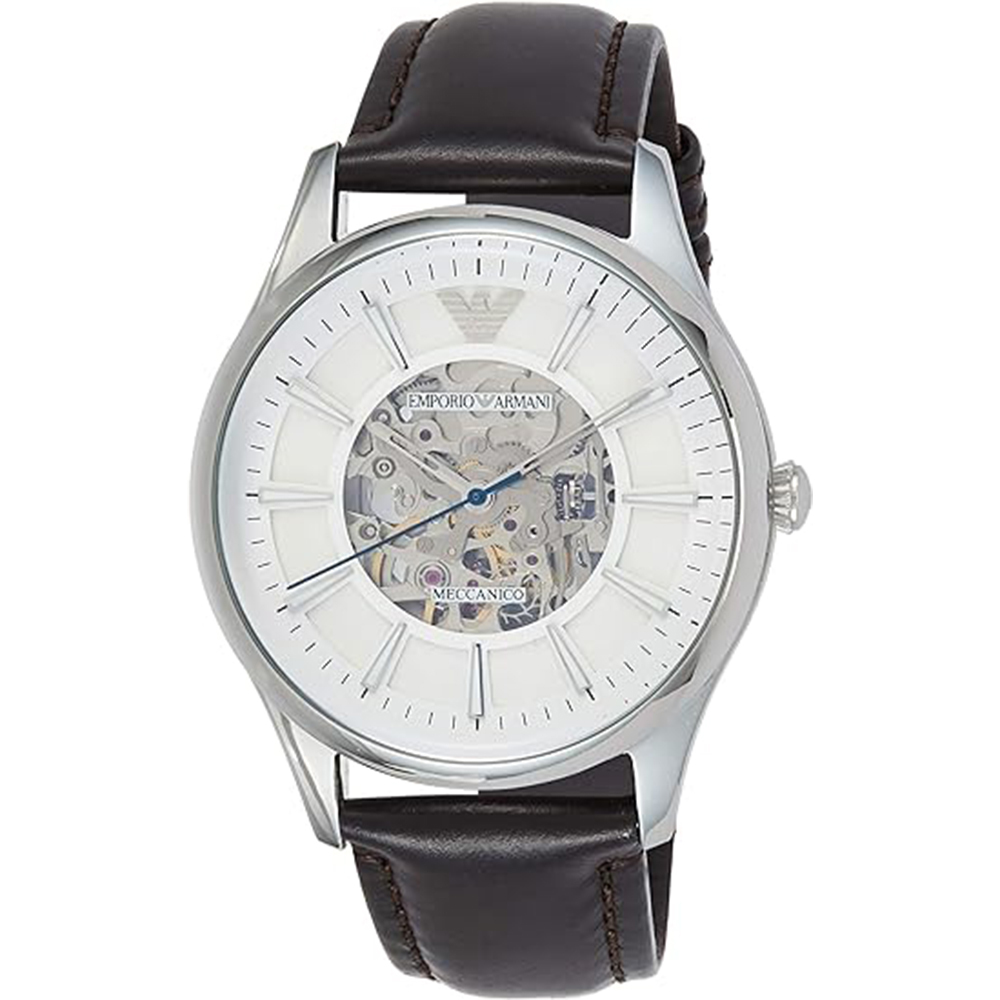 (預購)【Armani 亞曼尼】AR1946 雙面鏤空錶盤 自動上鍊 皮革 機械錶