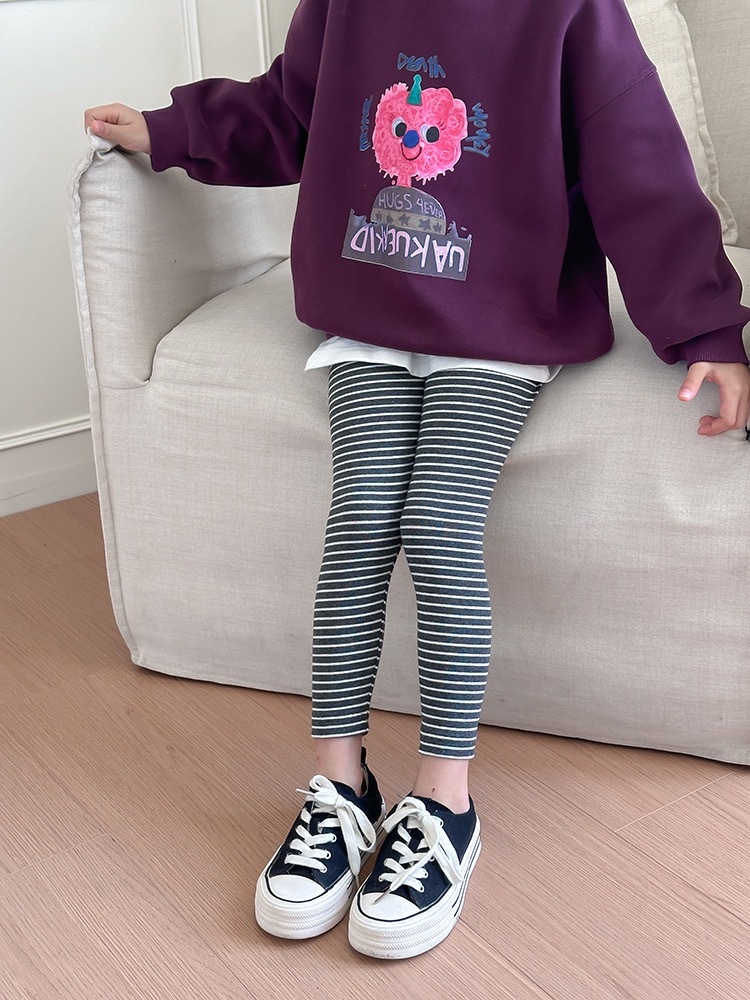 撞色修身條紋內搭褲（3色）