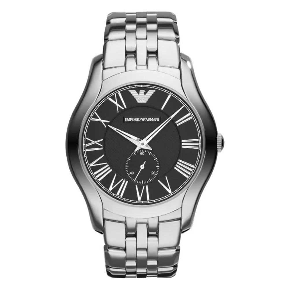 (預購)【Armani 亞曼尼】AR8028 商務 紳士 羅馬時標 獨立秒針小錶盤 不鏽鋼 男款 石英錶