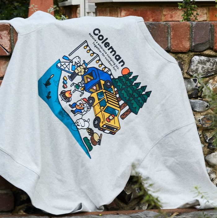 Coleman × matsui × FREAK'S STORE 聯名 matsui hug 露營 湖邊營地 狗狗玩水 印花 圓領 毛巾布 長袖 長T 大學T