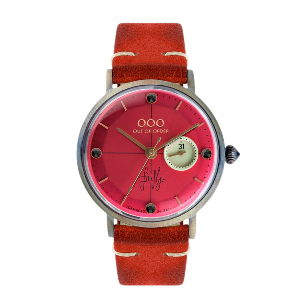 【Out of Order】Firefly 36螢火蟲系列 OOO.001-7.RO 復古 仿舊 日本機芯 全紅 皮革 手錶