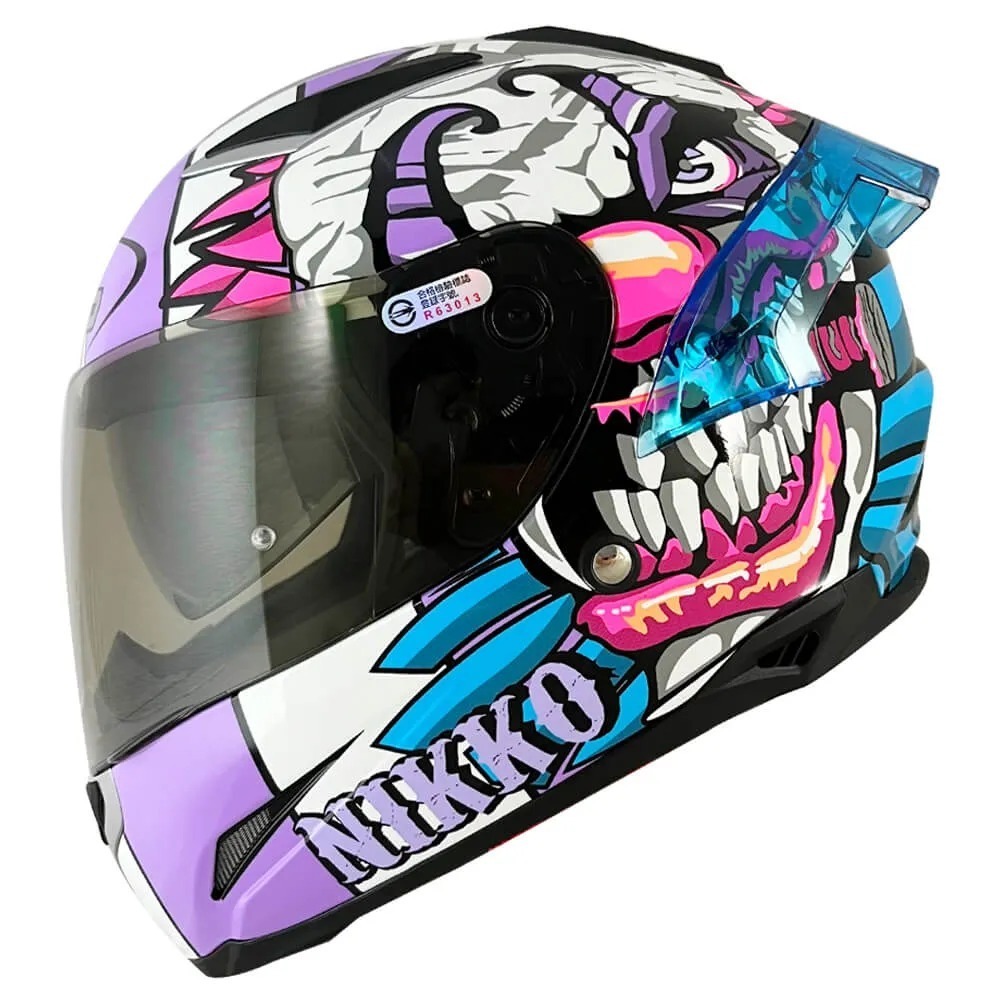 NIKKO N802SII #6 厄夢馬戲團 黑紫 彩繪 全罩 內墨片