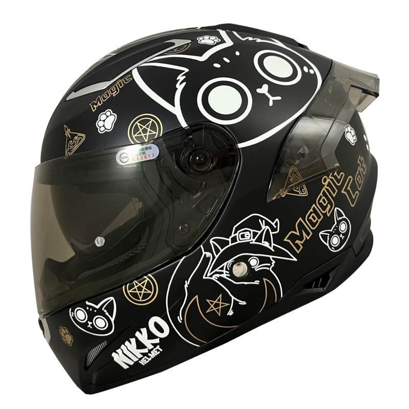 NIKKO N802SII #10 很多貓咪 霧面黑 彩繪 全罩 內墨片