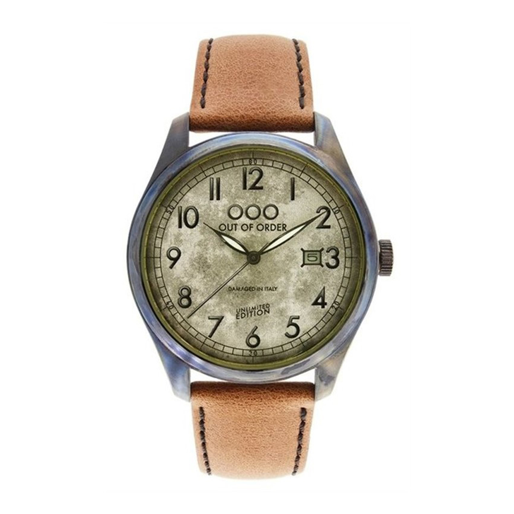 (預購)【Out of Order】Scarabeo甲蟲系列 OOO.001-9.AO 復古 仿舊 日本機芯 帶日期 夜光 彩鈦咖 皮革 手錶