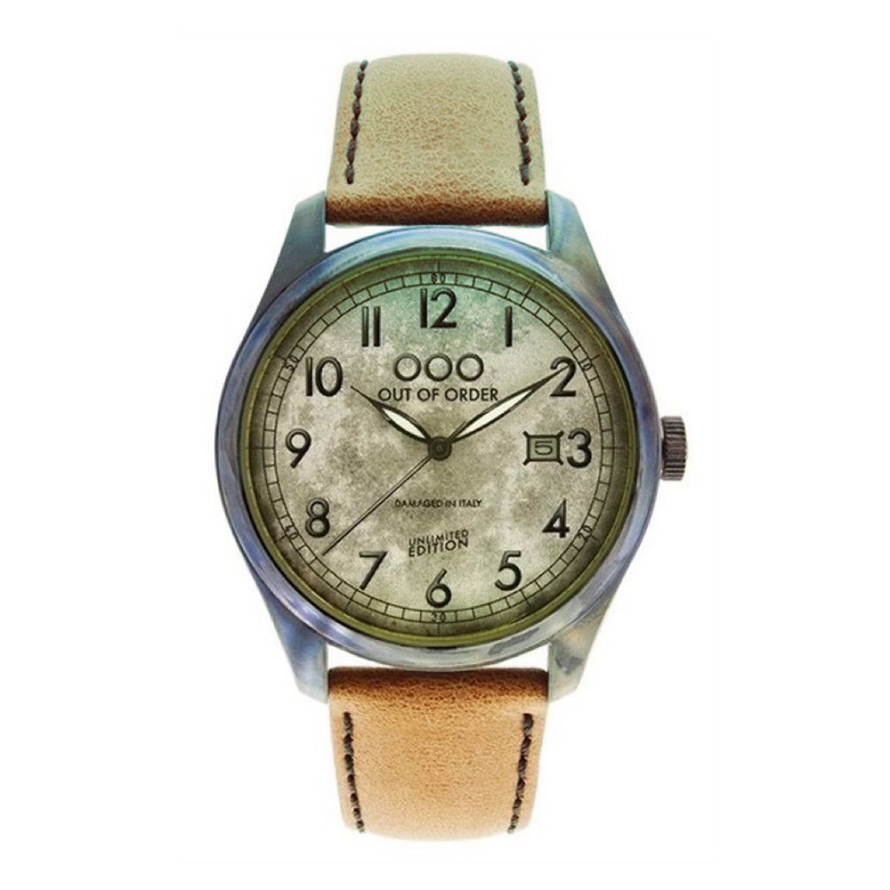 (預購)【Out of Order】Scarabeo甲蟲系列 OOO.001-9.MA 復古 仿舊 日本機芯 帶日期 夜光 彩鈦咖 皮革 手錶