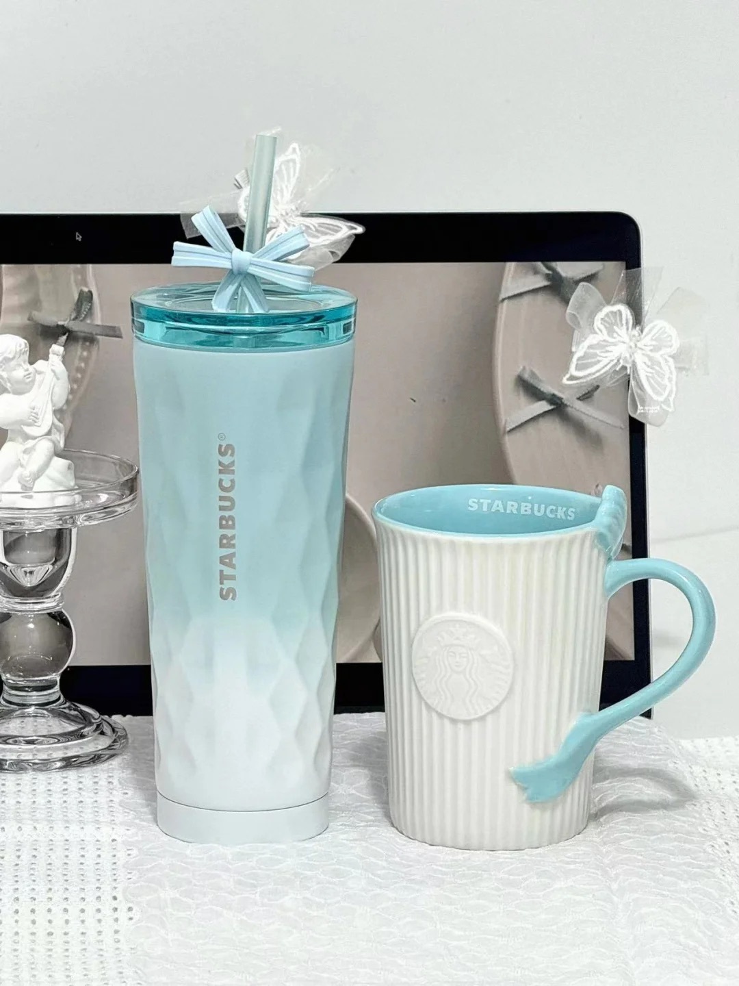 STARBUCKS 星巴克 冰藍芭蕾系列 蝴蝶結 馬克杯 吸管杯 隨行杯 水杯 / 預購