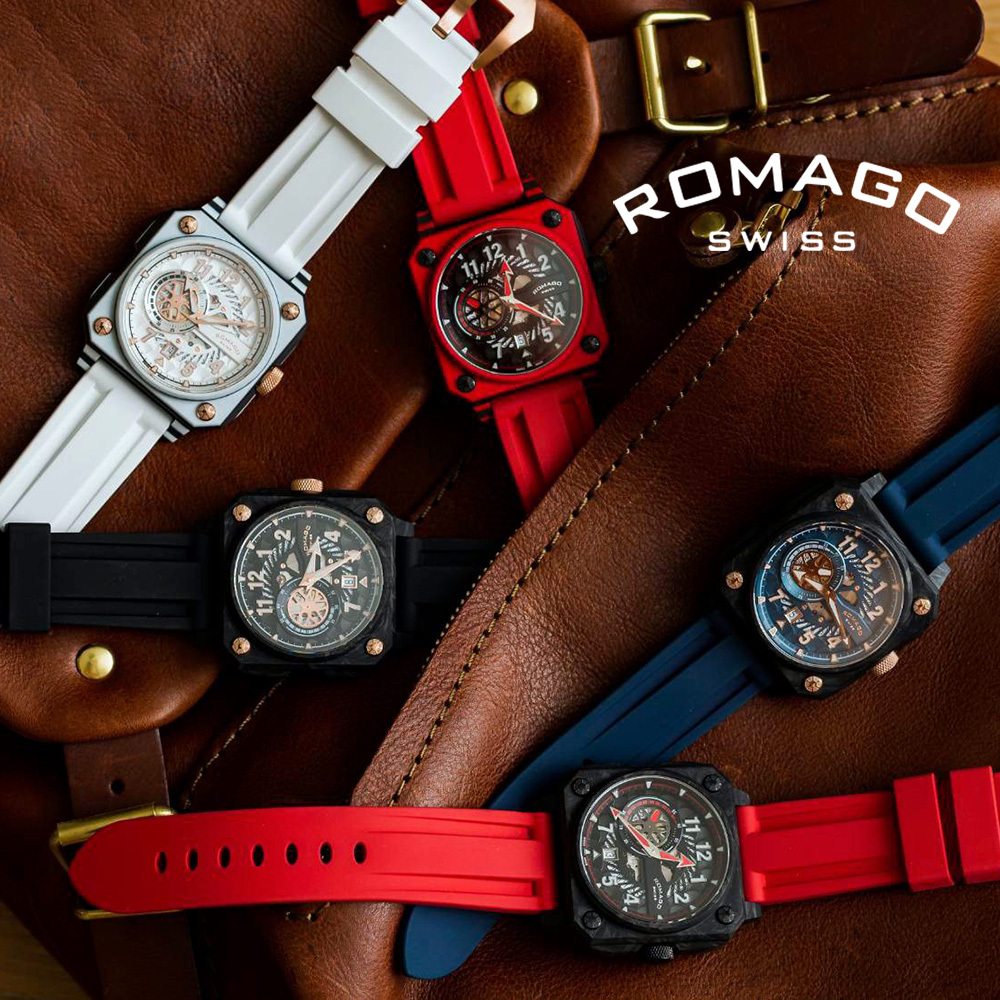 (預購)【ROMAGO 雷米格】碳霸系列 RM097 限量 碳纖維 鏤空 賽車 腕錶 自動機械錶 八角形 超跑渦輪 引擎 瑞士 贈真皮錶帶