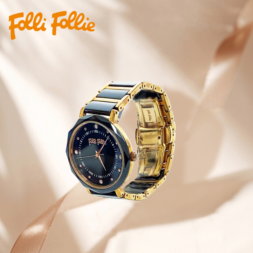 【Folli Follie 芙麗芙麗】WF14R034BS 復古 淑女 質感 簡約 日本機芯 晶鑽時標 陶瓷 不鏽鋼 女錶 手錶