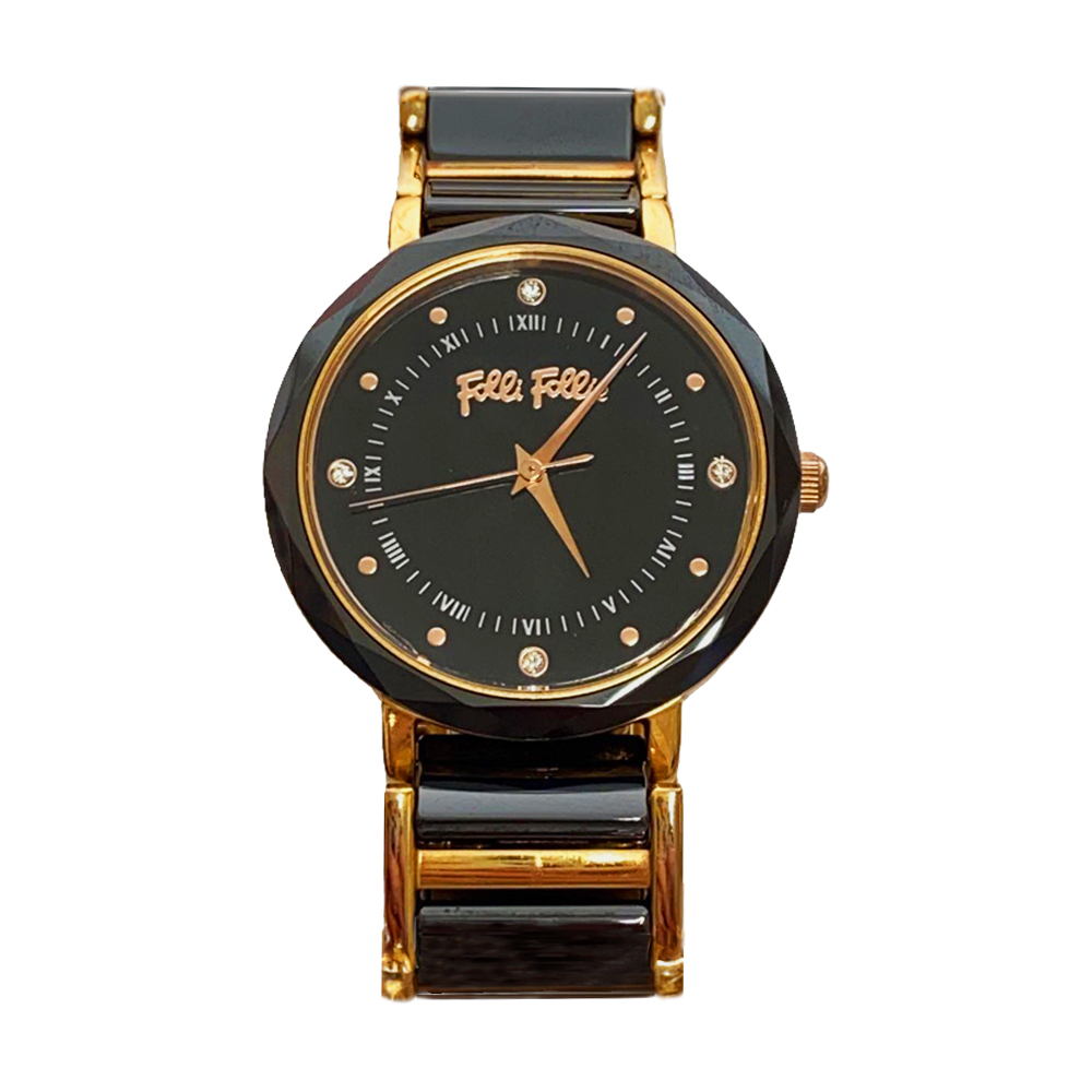 【Folli Follie 芙麗芙麗】WF14R034BS 復古 淑女 質感 簡約 日本機芯 晶鑽時標 陶瓷 不鏽鋼 女錶 手錶