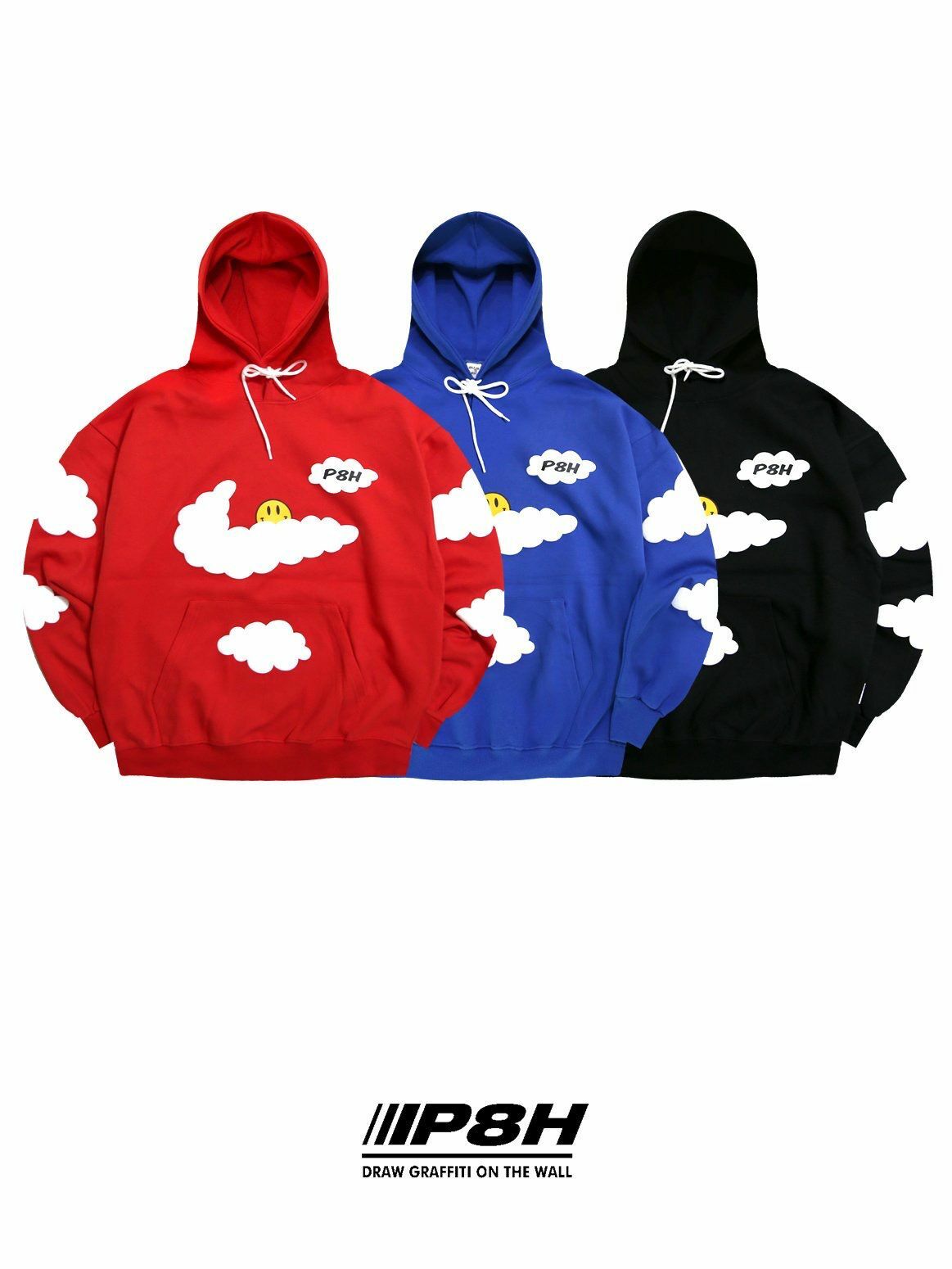 笑哈哈圖案英文字連帽衛衣 PLUS82HIYA-104T