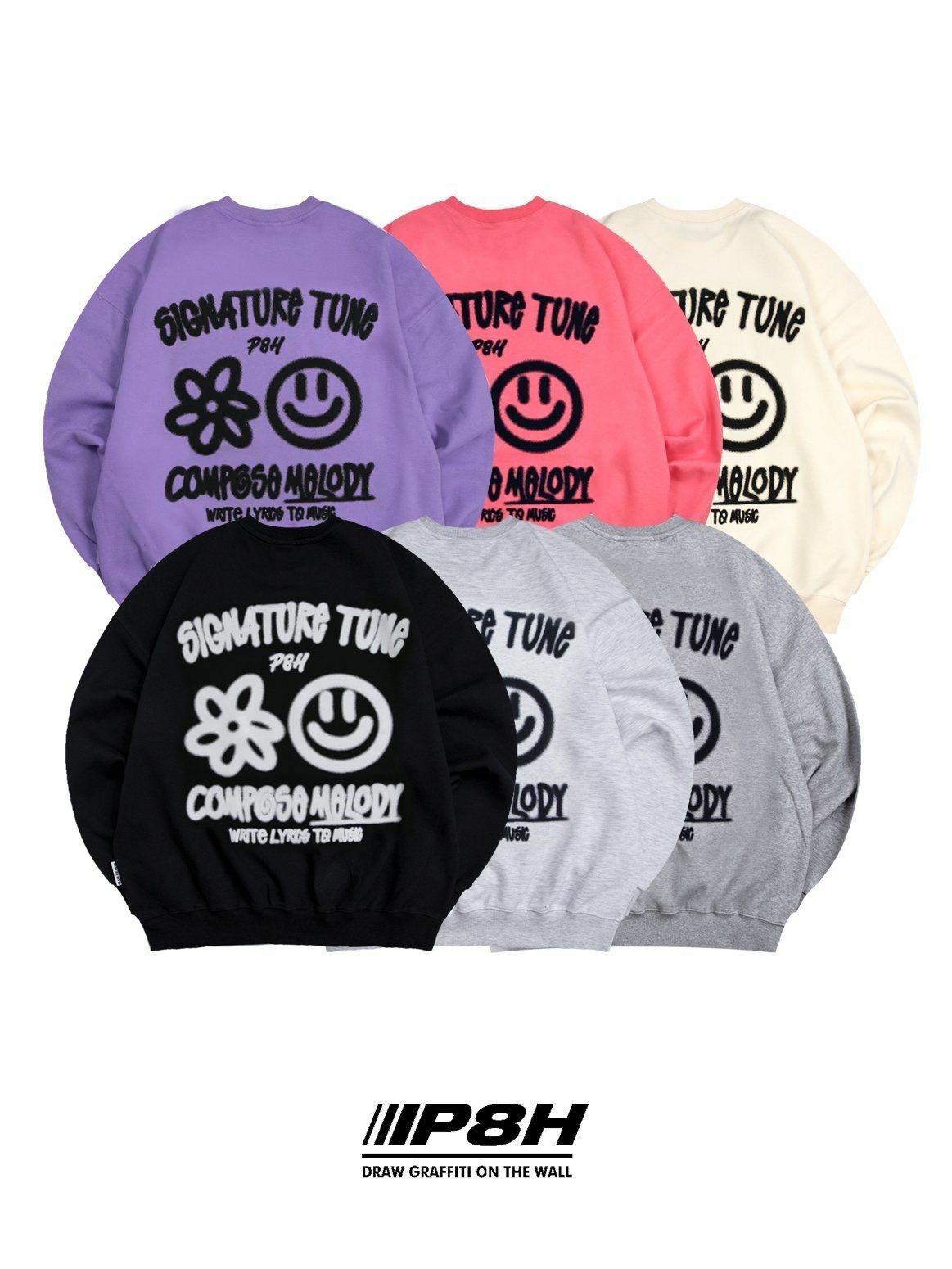 笑哈哈圖案英文字衛衣 PLUS82HIYA-098T