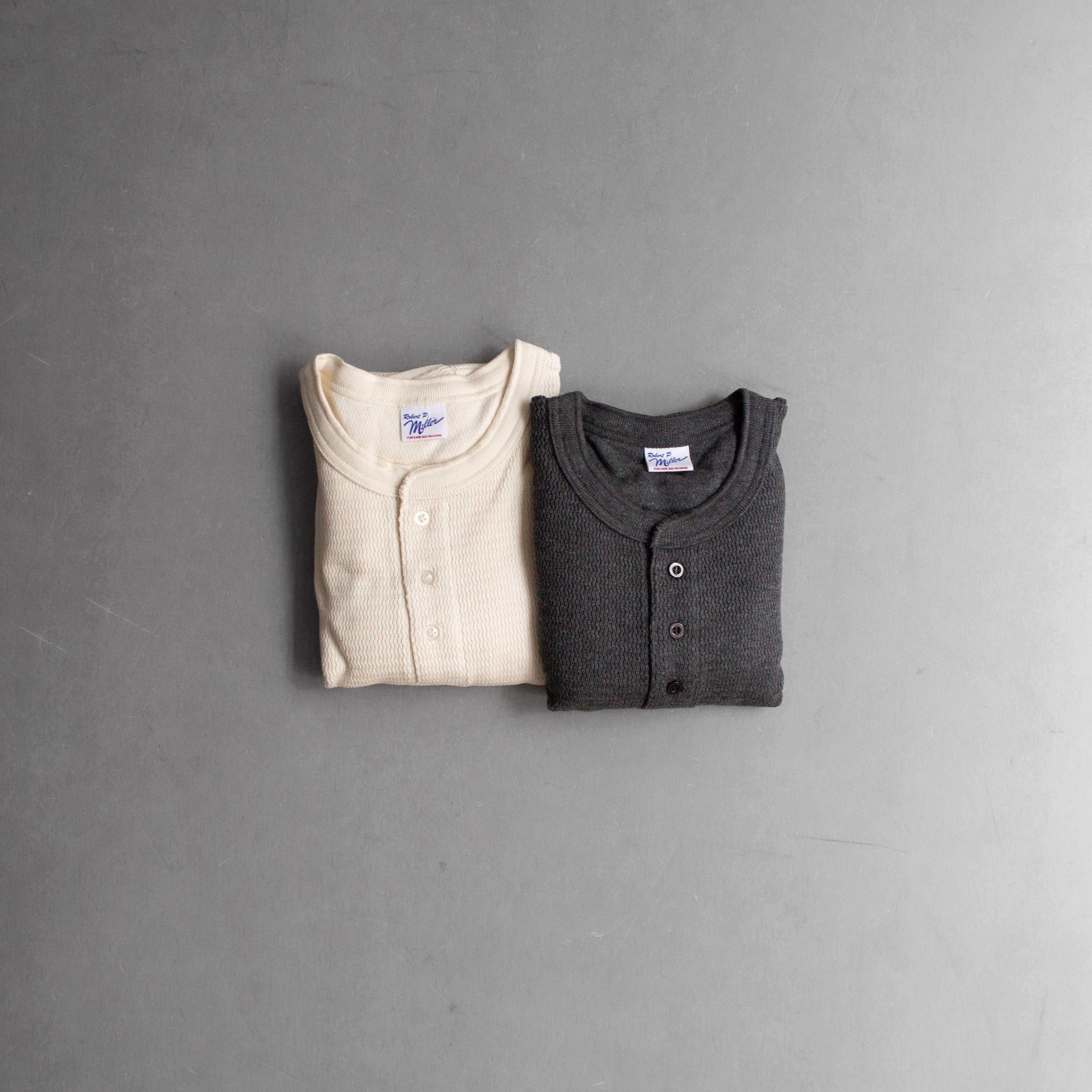 ROBERT P MILLER 122C WAFFLE HENLEY TEE 22FW 華夫格 亨利領 長袖 T恤