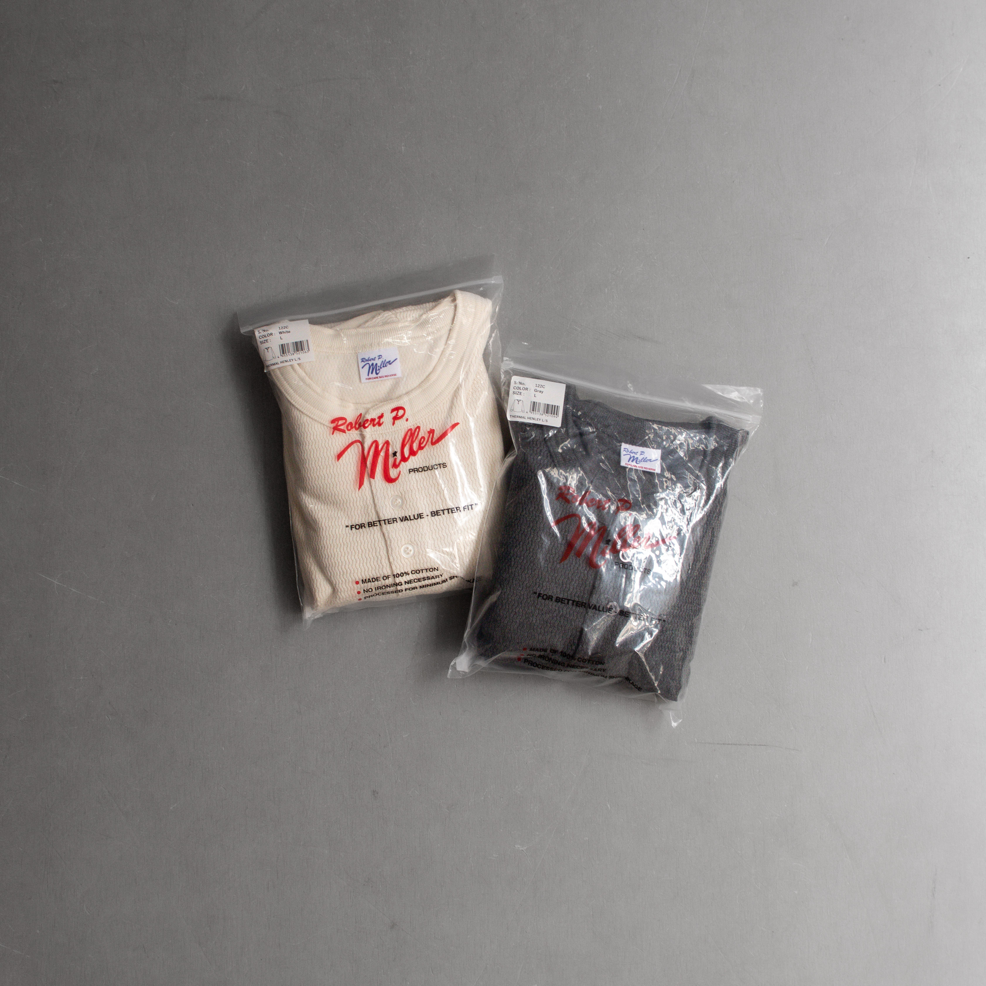 ROBERT P MILLER 122C WAFFLE HENLEY TEE 22FW 華夫格 亨利領 長袖 T恤