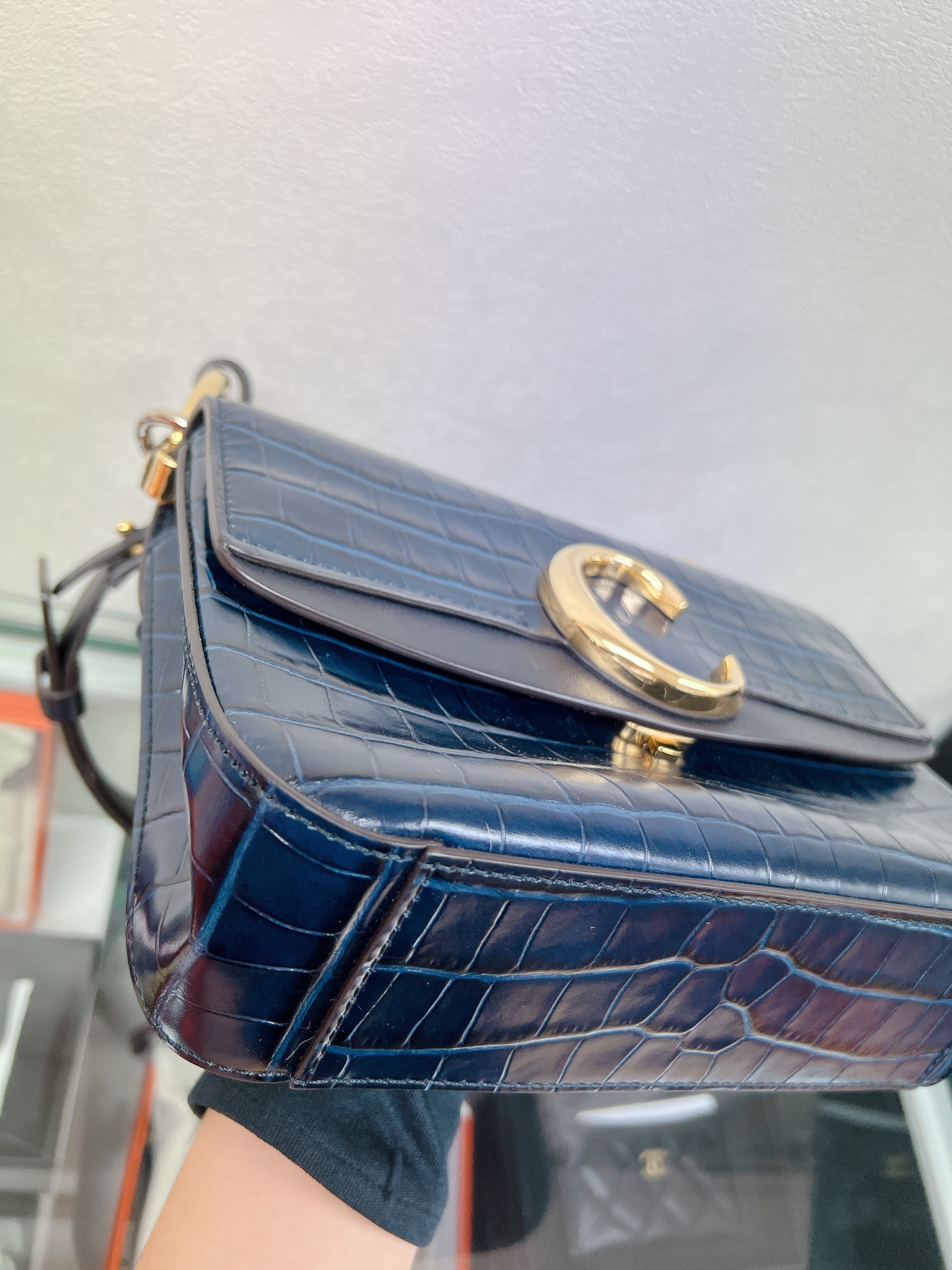 Chloe c bag (navy croc)